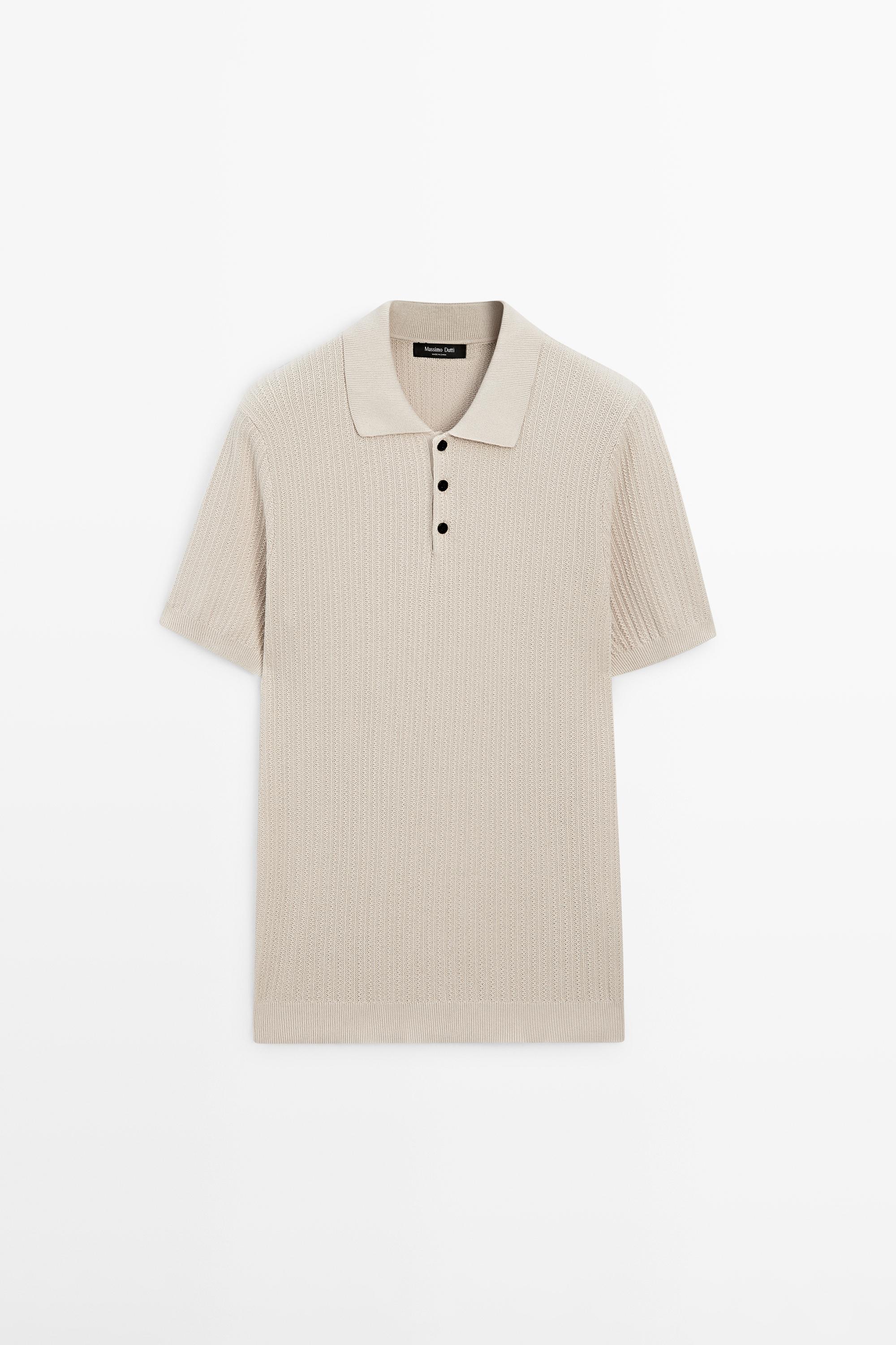 Pull polo en maille texturée 100 % coton